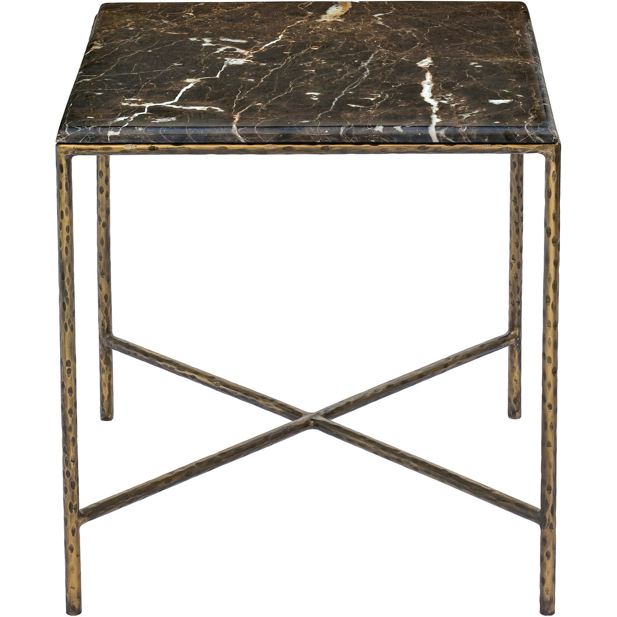 Valen Brown Genuine Marble And Iron End Table Set of 2
