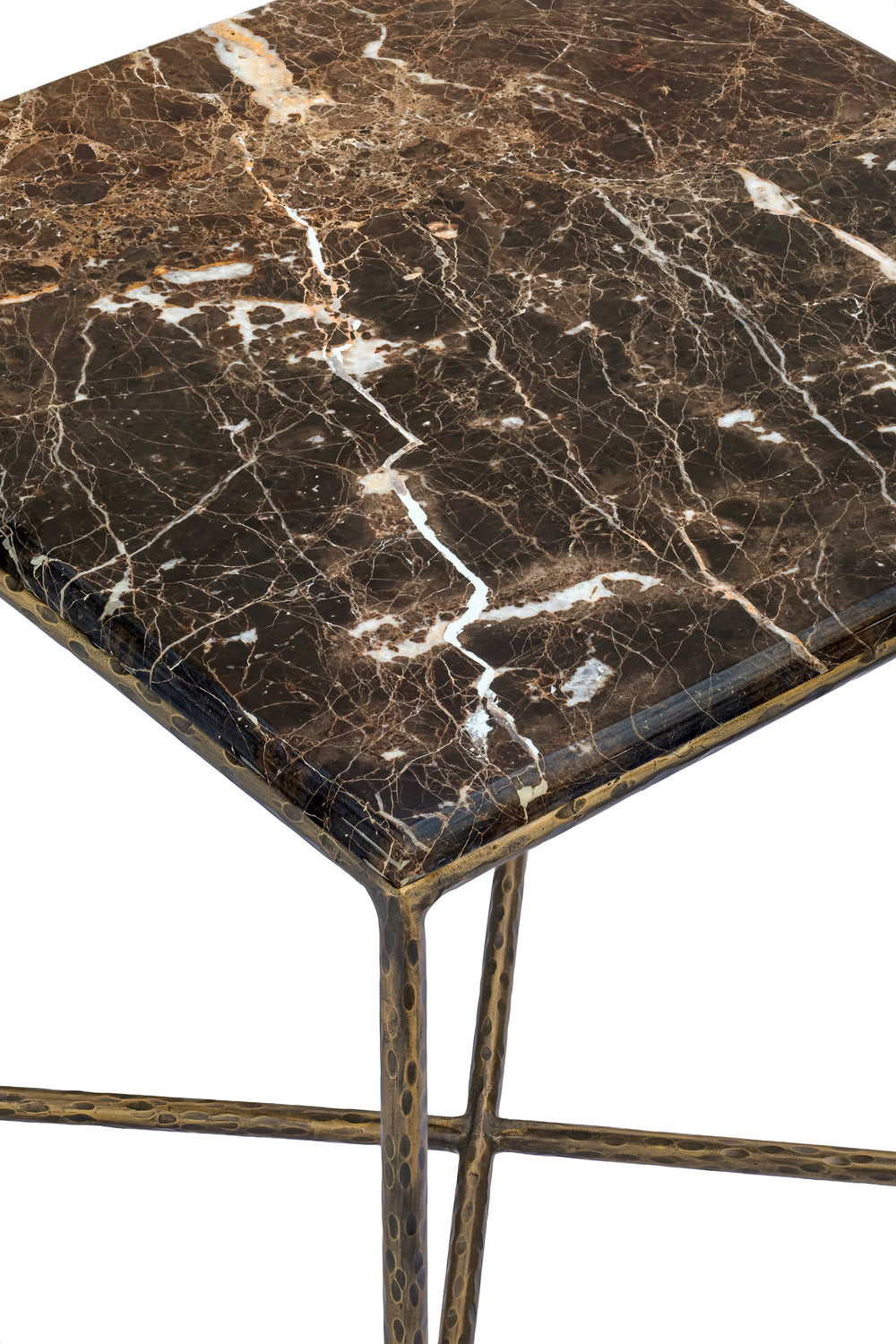 Valen Brown Genuine Marble And Iron End Table Set of 2