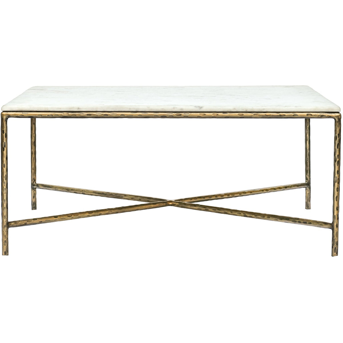 Valen White Genuine Marble And Iron Coffee Table