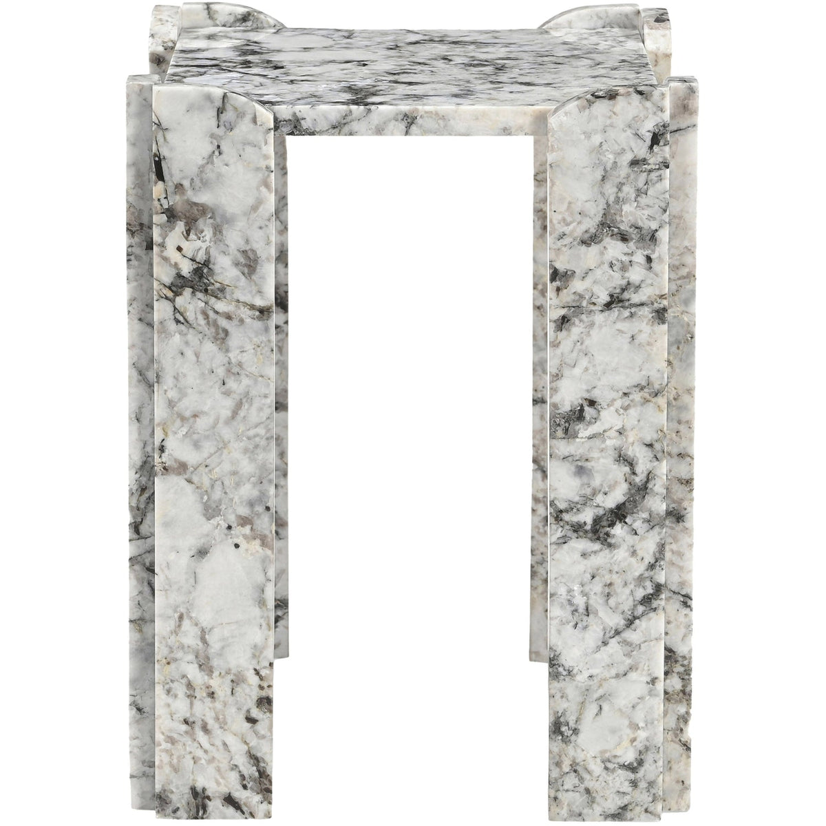 Ravello Alaska Genuine Marble End Side Table Set of 2