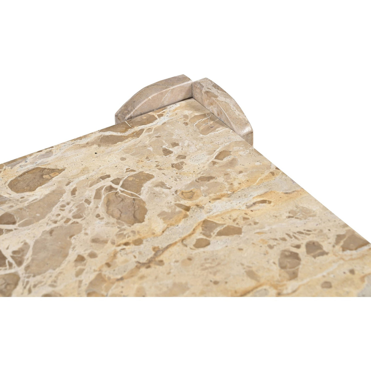 Ravello Beige Genuine Marble End Side Table Set of 2