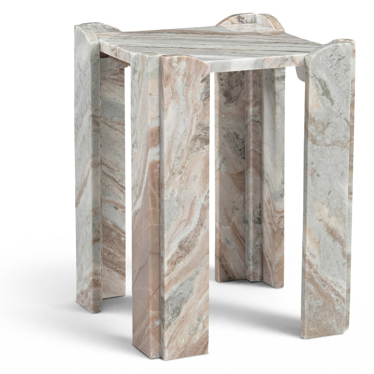 Ravello End / Side Table in genuine Toronto brown marble, primary product view