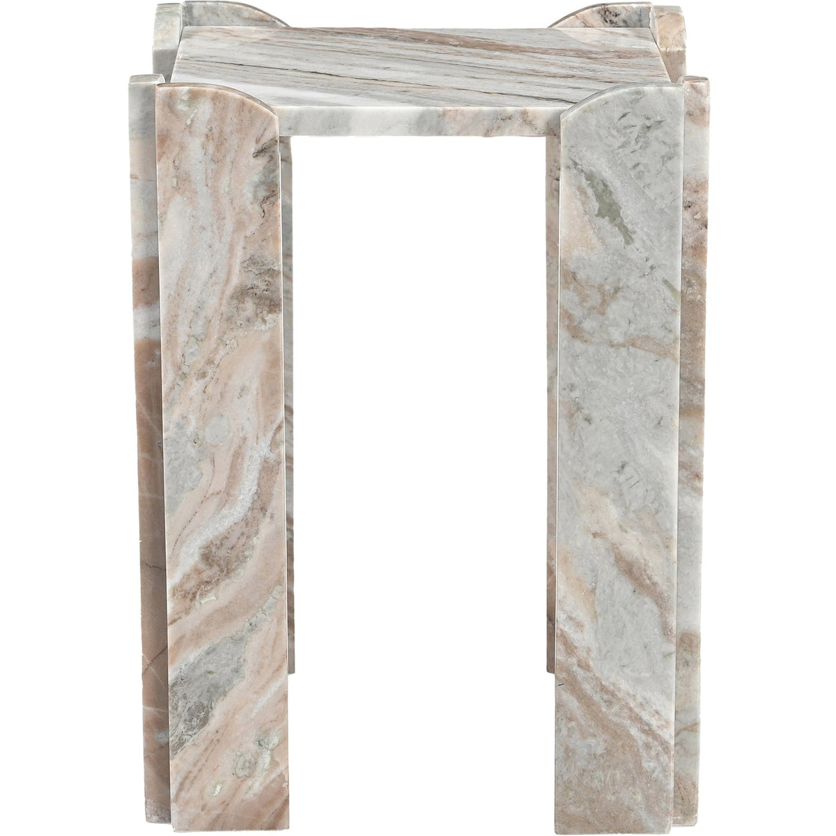 Ravello Brown Genuine Marble End Side Table Set of 2