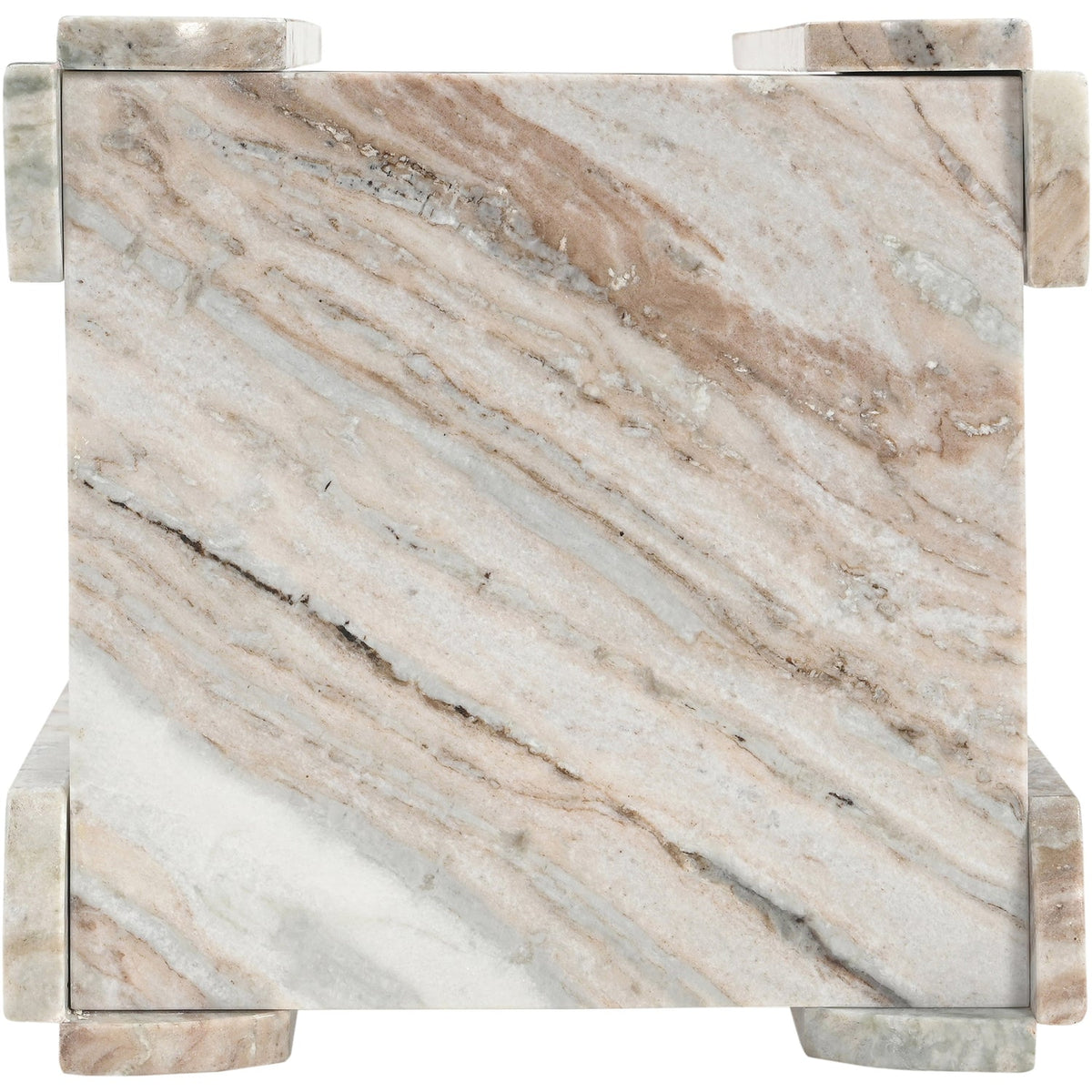 Ravello Brown Genuine Marble End Side Table Set of 2