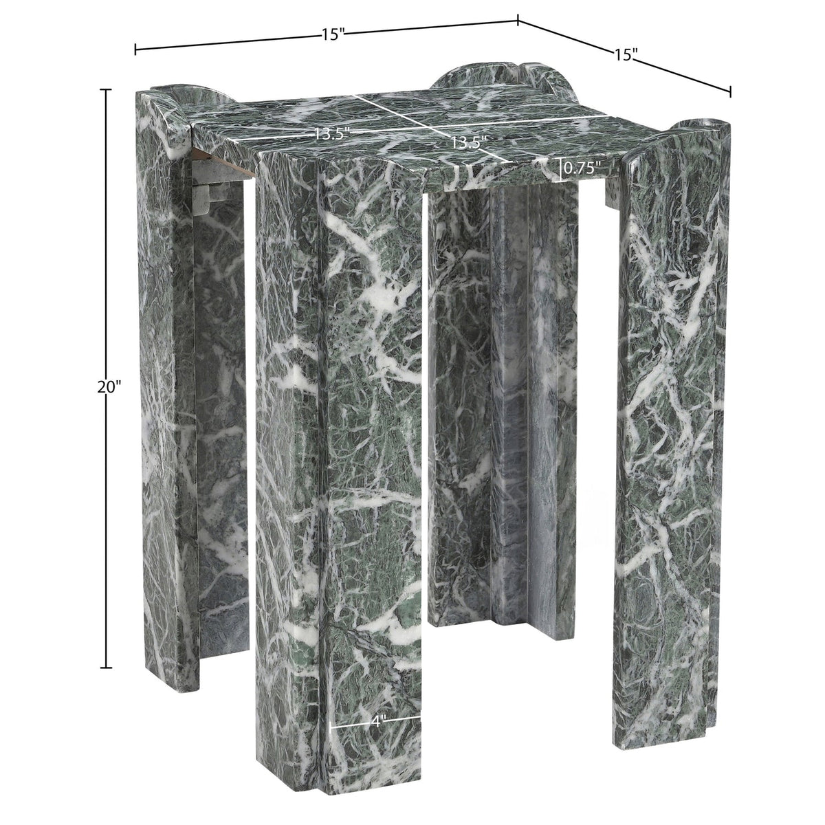 Ravello Green Genuine Marble End Side Table Set of 2