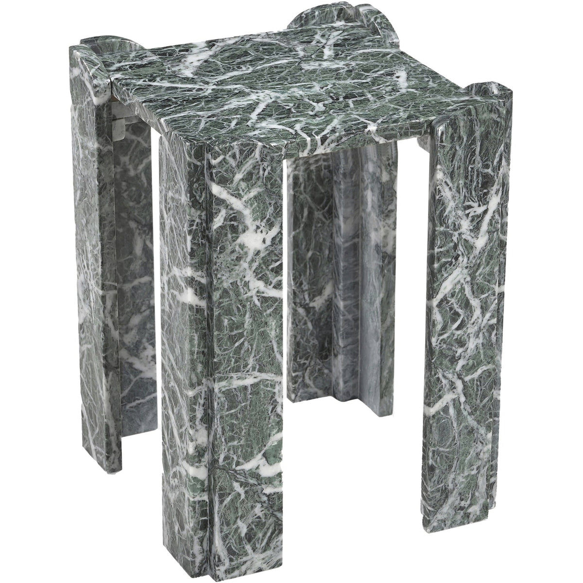 Ravello Green Genuine Marble End Side Table Set of 2