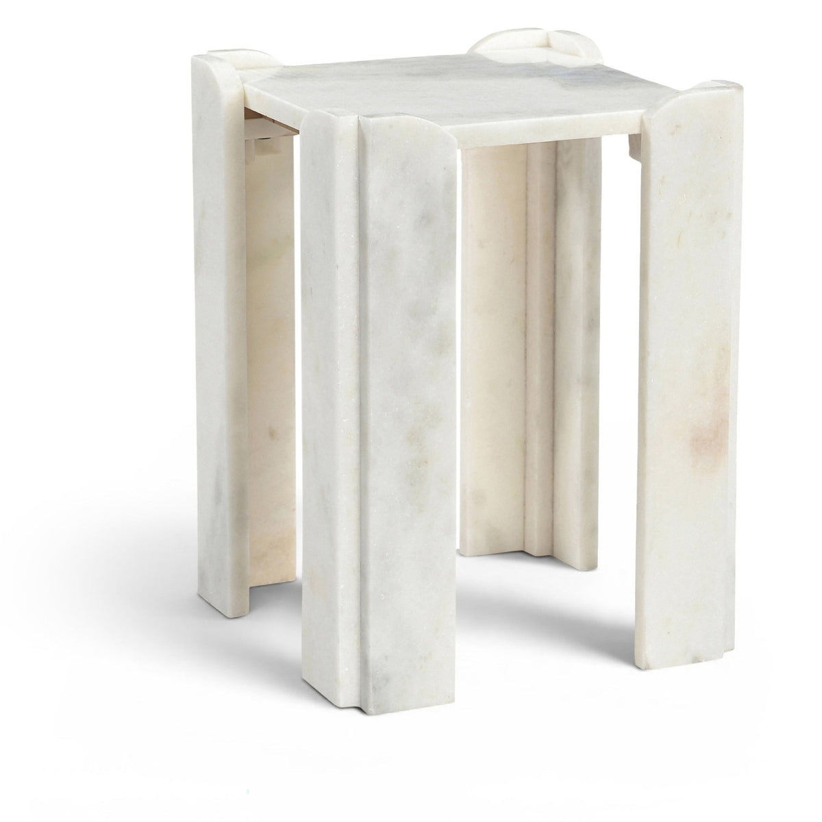 Ravello End / Side Table in genuine Pearl white marble, primary product view