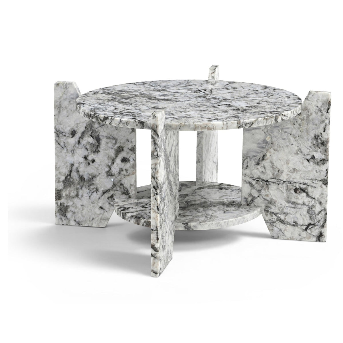 Soriano Alaska Genuine Marble Coffee Table in white and black Alaska marble, primary product view
