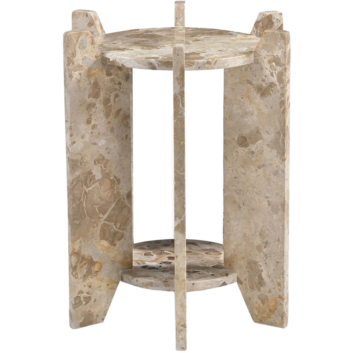 Soriano Beige Genuine Marble End Side Table Set of 2