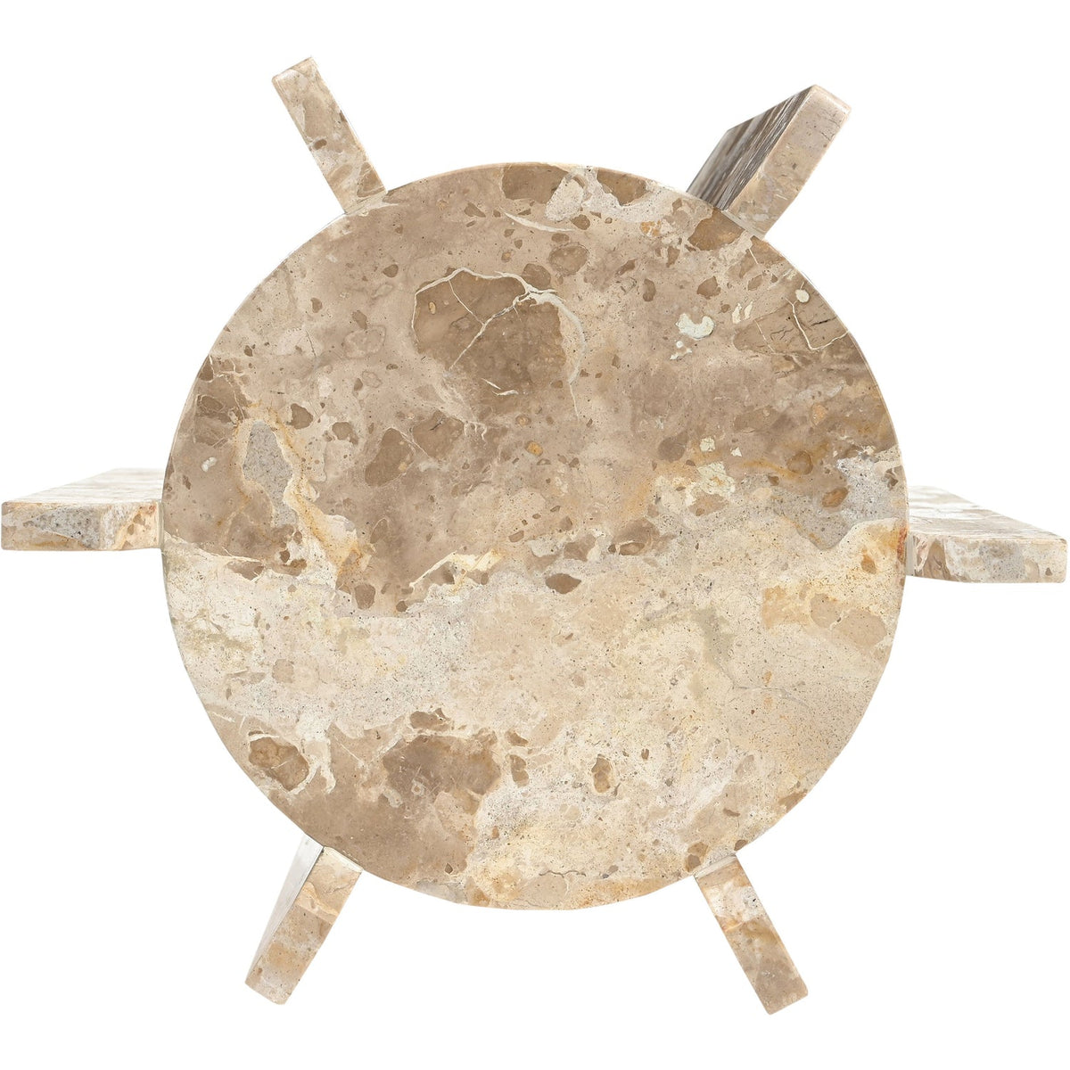 Soriano Beige Genuine Marble End Side Table Set of 2