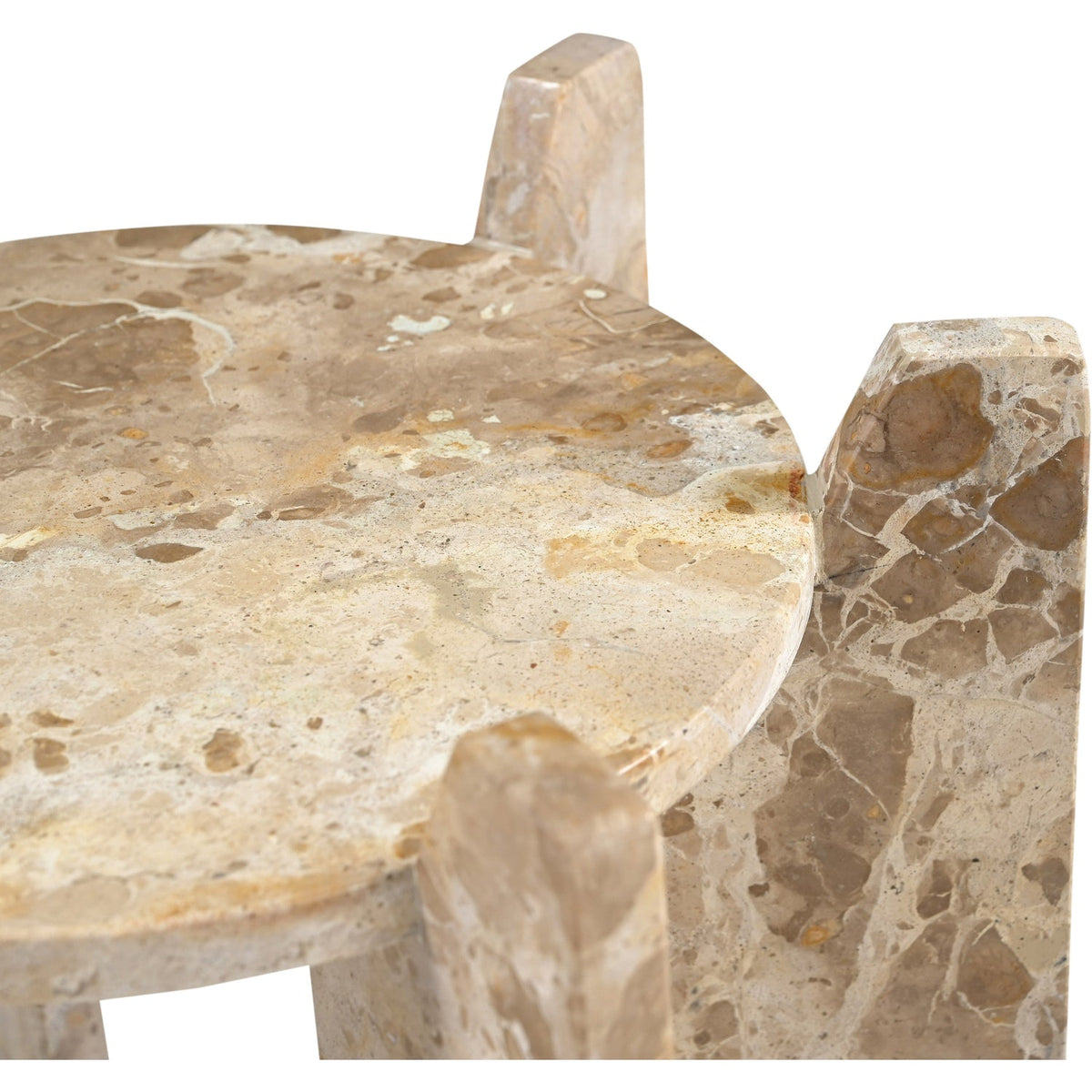 Soriano Beige Genuine Marble End Side Table Set of 2