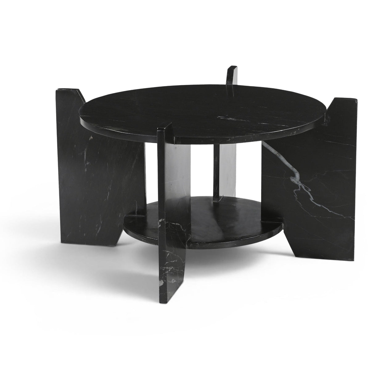 Soriano Black Genuine Marble Coffee Table in Black Marin marble, primary product view