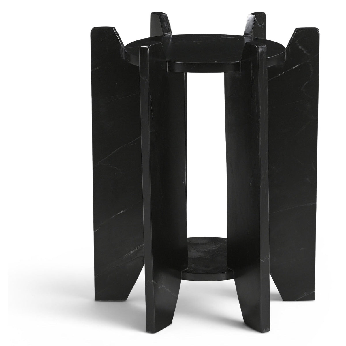 Soriano Black Genuine Marble End / Side Table in Black Marin marble, primary product view