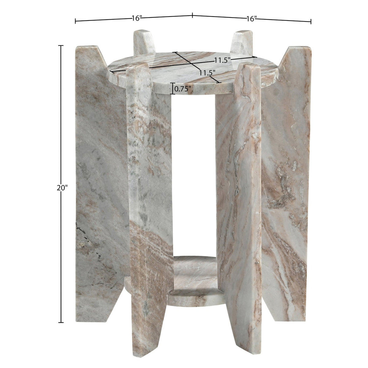 Soriano Brown Genuine Marble End Side Table Set of 2