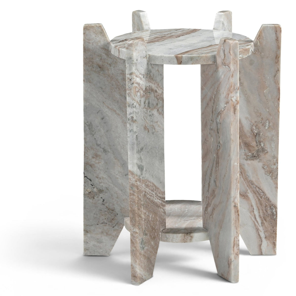 Soriano Brown Genuine Marble End / Side Table in Toronto brown marble, primary product view