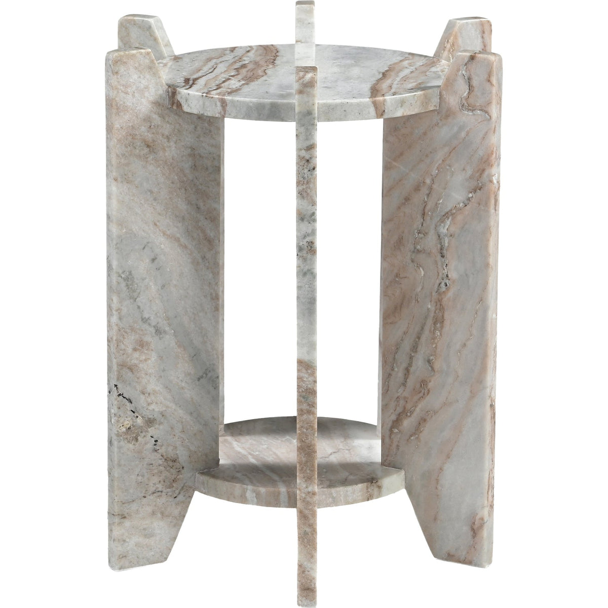Soriano Brown Genuine Marble End Side Table Set of 2