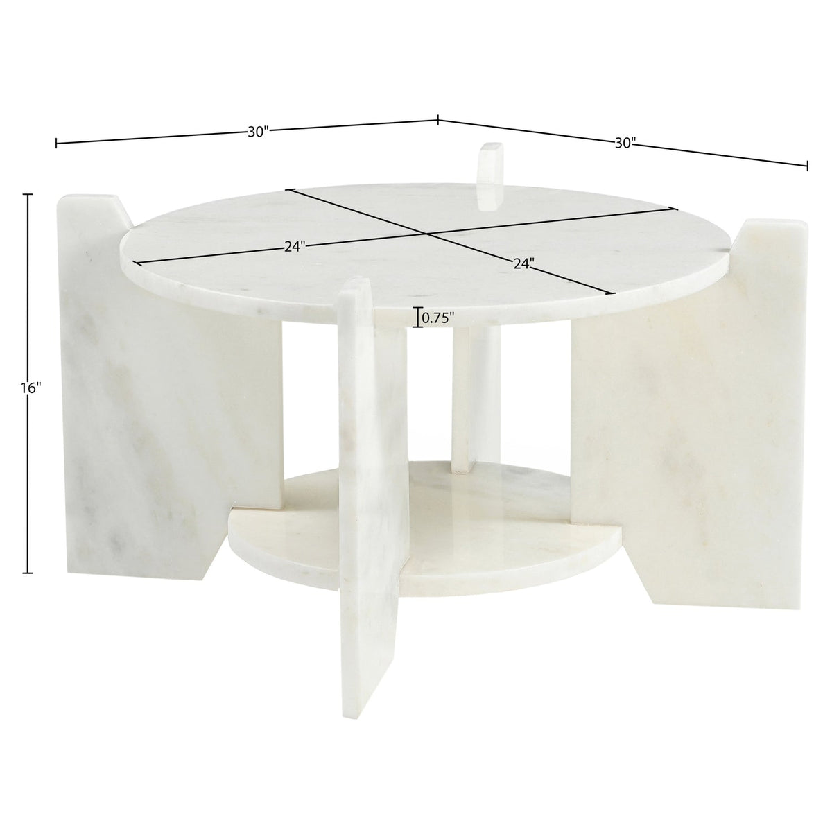 Soriano White Genuine Marble Coffee Table