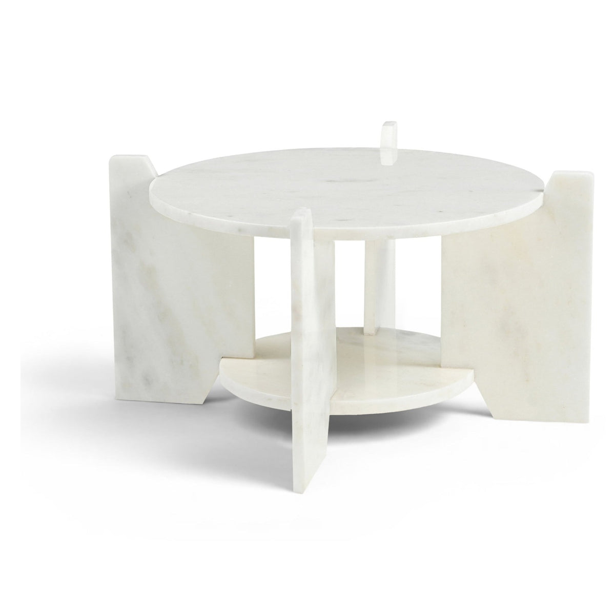 Soriano White Genuine Marble Coffee Table in Pearl white marble, primary product view