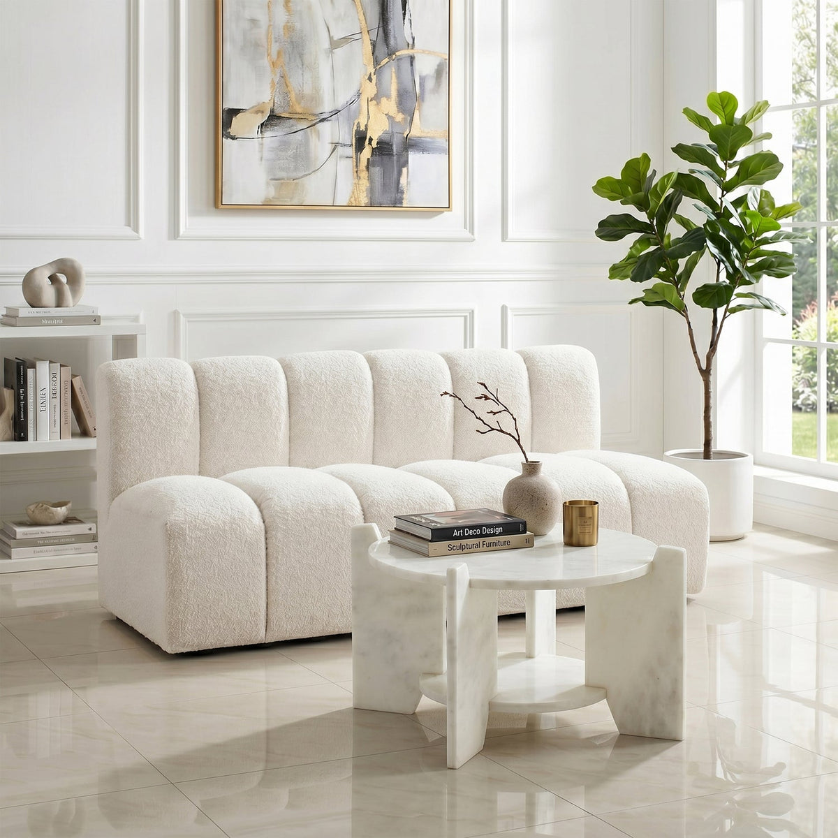Soriano White Genuine Marble Coffee Table