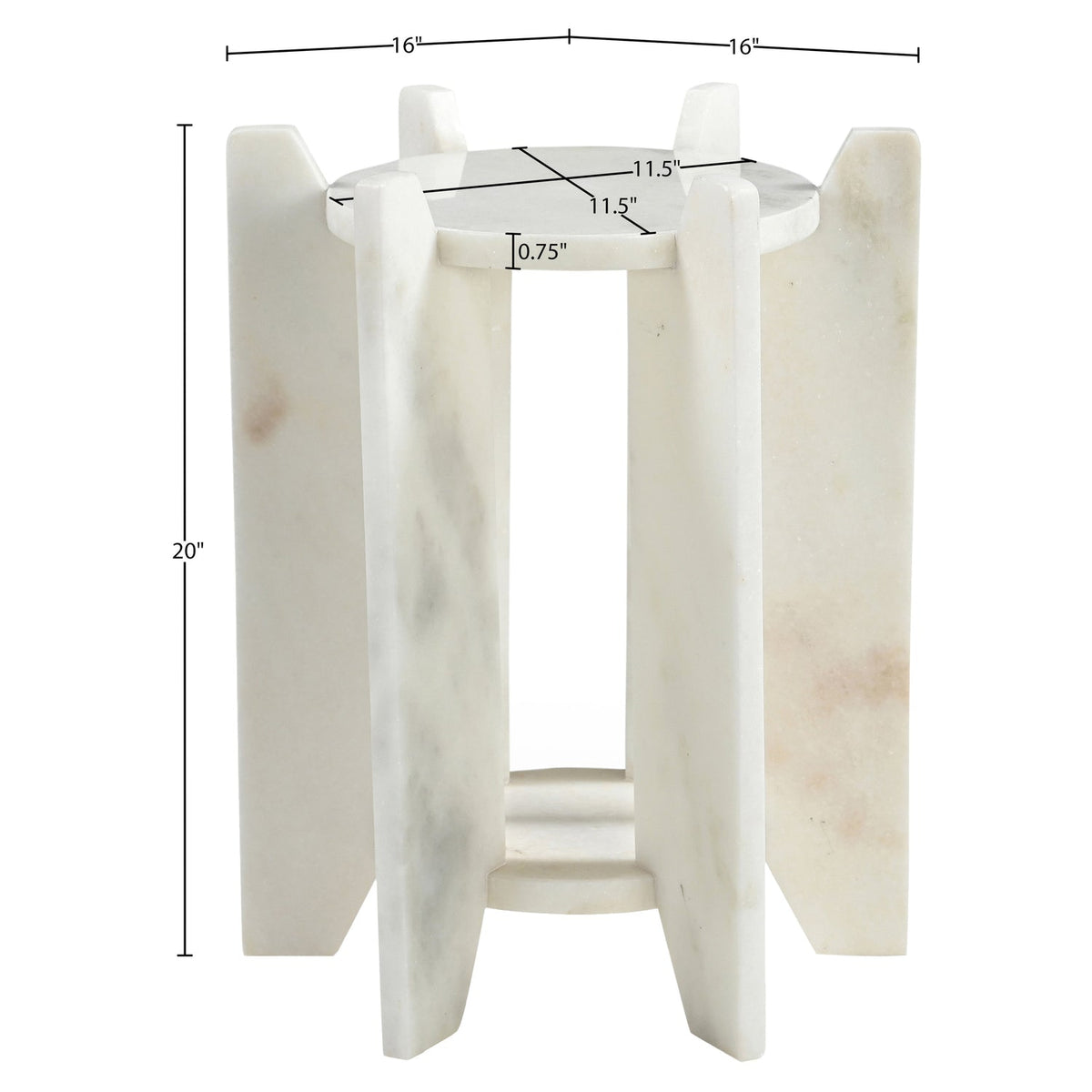 Soriano White Genuine Marble End Side Table Set of 2