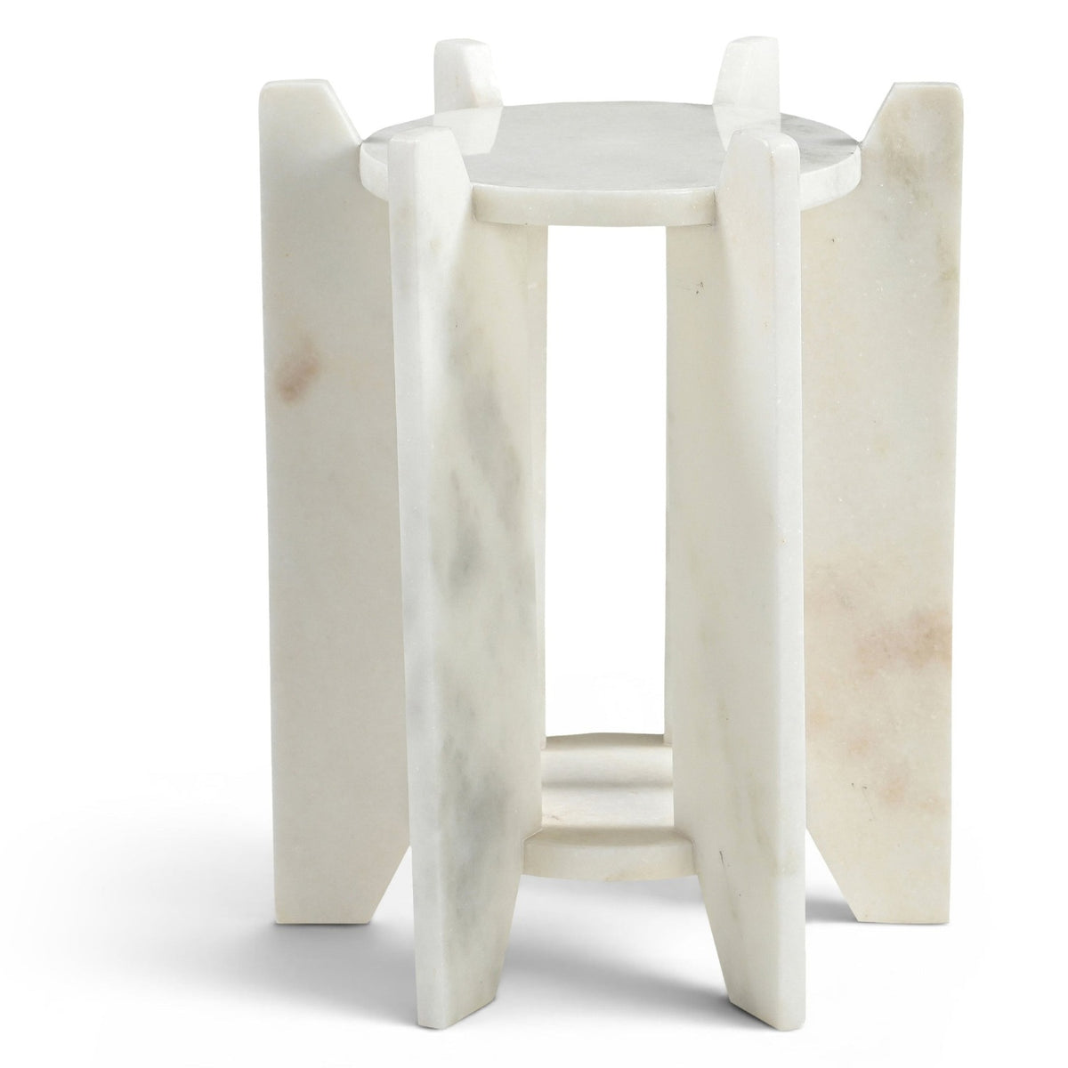 Soriano White Genuine Marble End / Side Table in Pearl white marble, primary product view