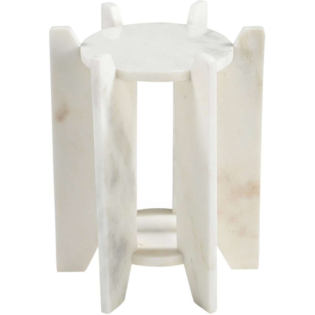 Soriano White Genuine Marble End Side Table Set of 2