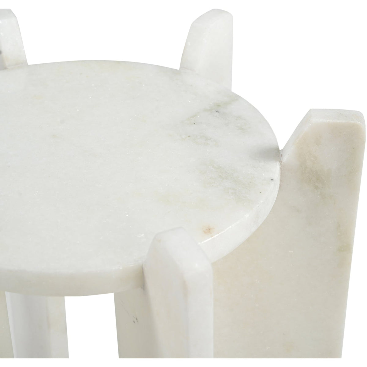 Soriano White Genuine Marble End Side Table Set of 2