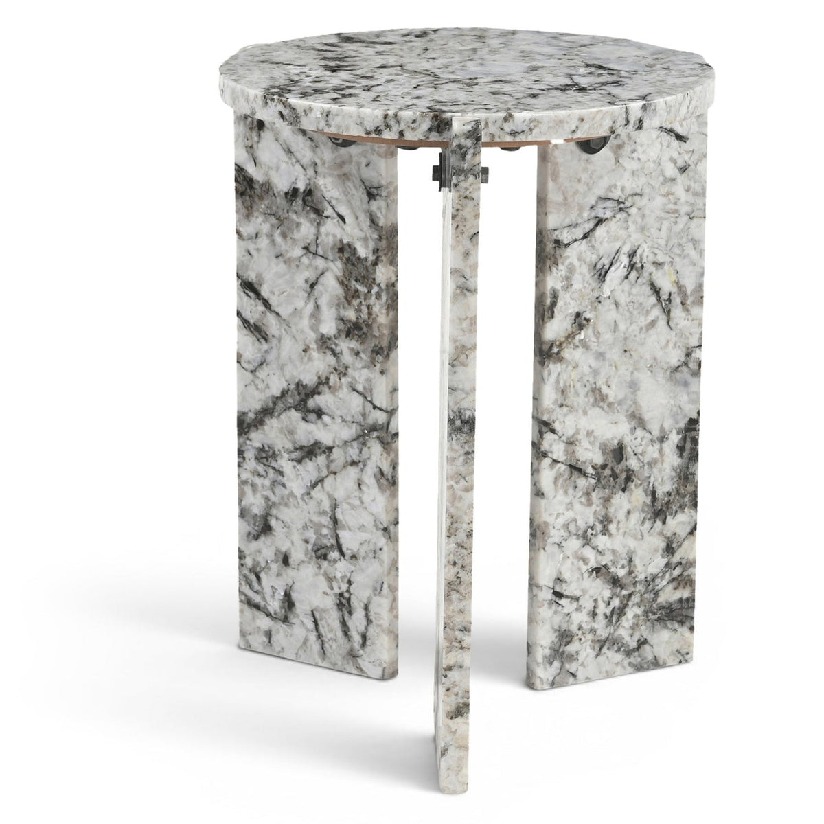 Vernazza Alaska Genuine Marble End / Side Table in genuine Alaska marble in white and black, primary product view