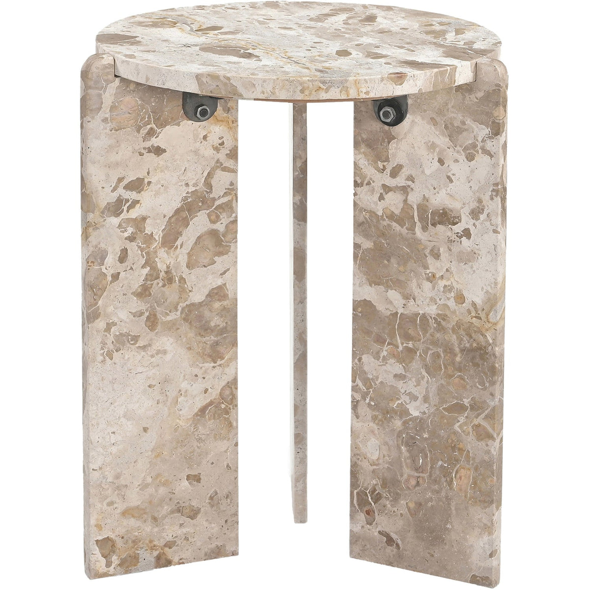Vernazza Beige Genuine Marble End Side Table Set of 2