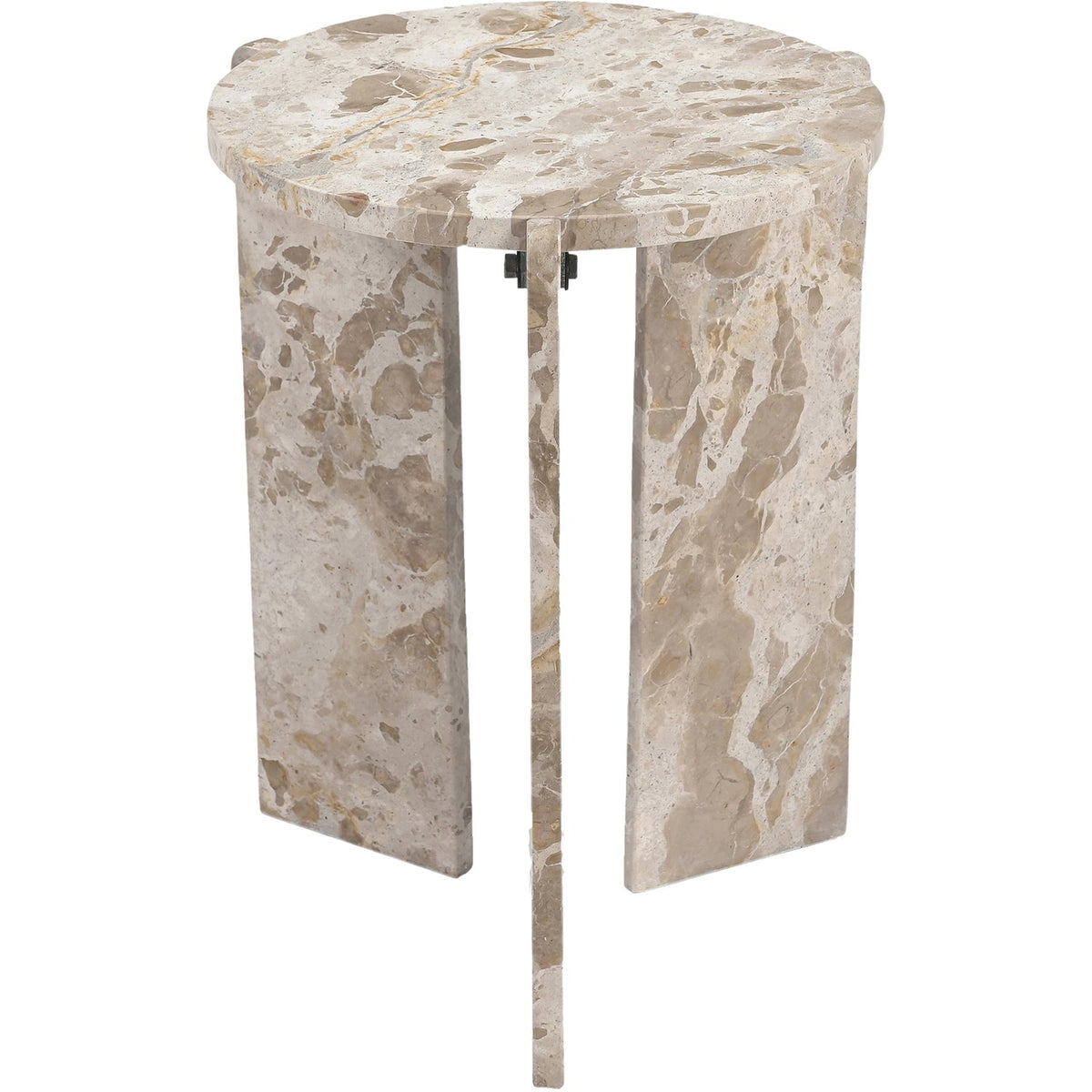 Vernazza Beige Genuine Marble End Side Table Set of 2