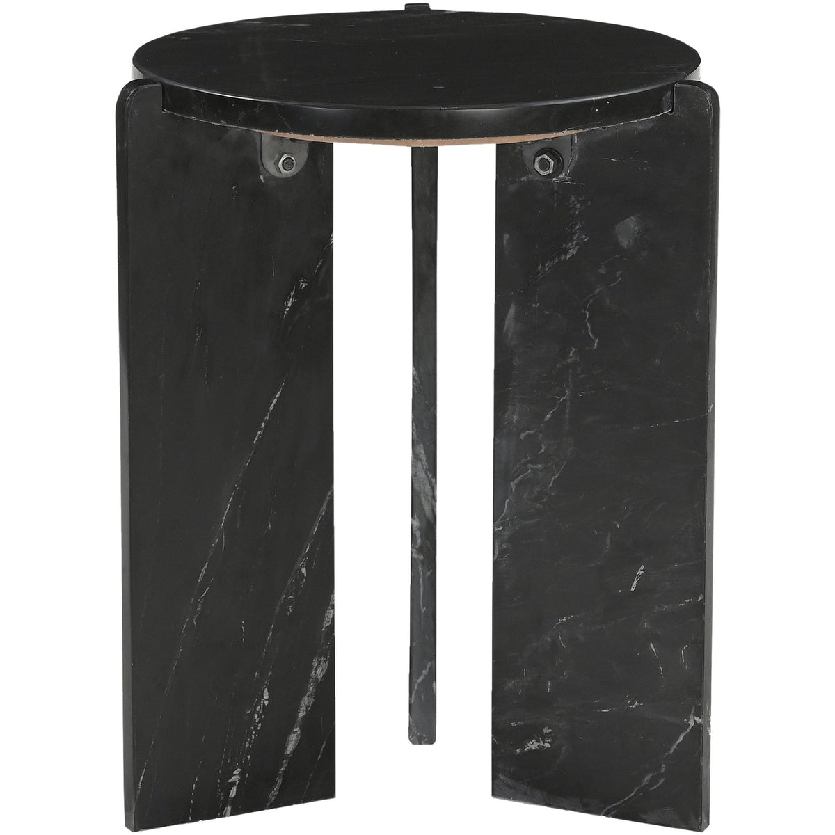 Vernazza Black Genuine Marble End Side Table Set of 2