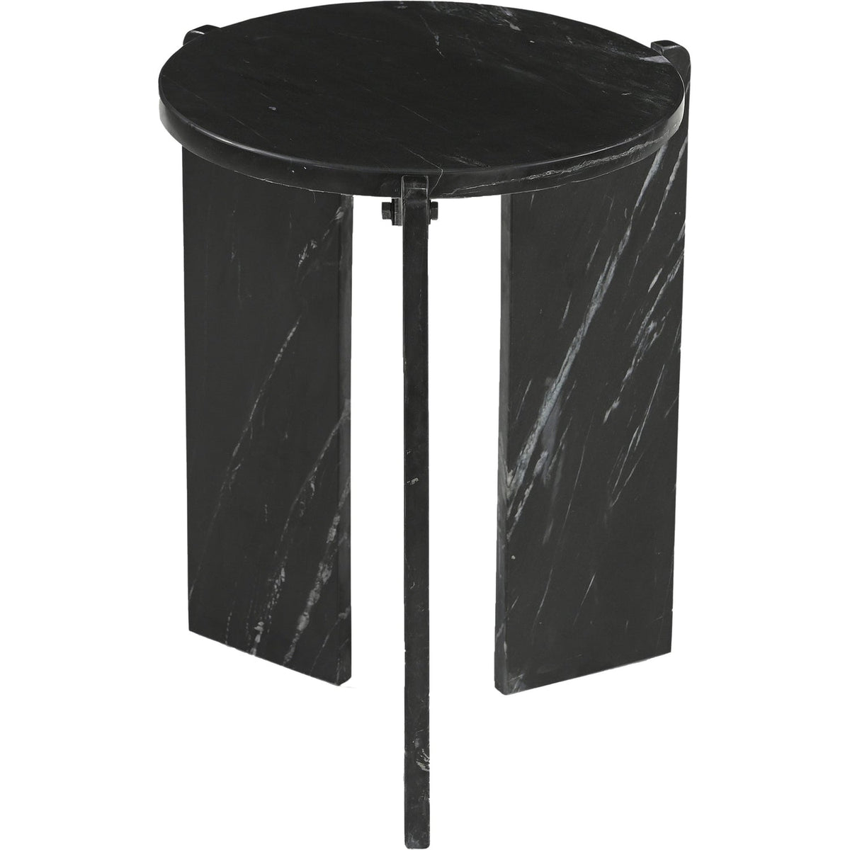 Vernazza Black Genuine Marble End Side Table Set of 2