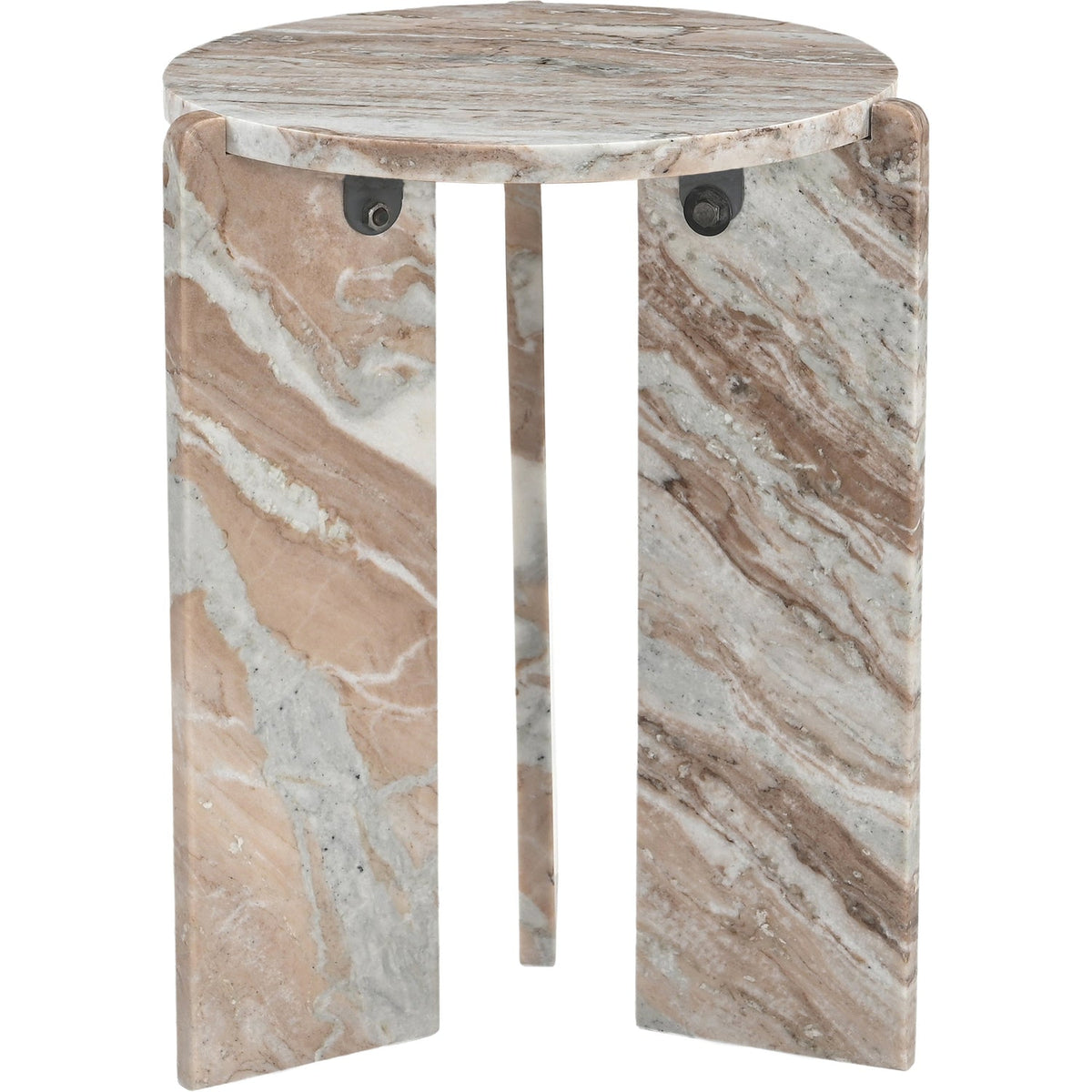 Vernazza Brown Genuine Marble End Side Table Set of 2