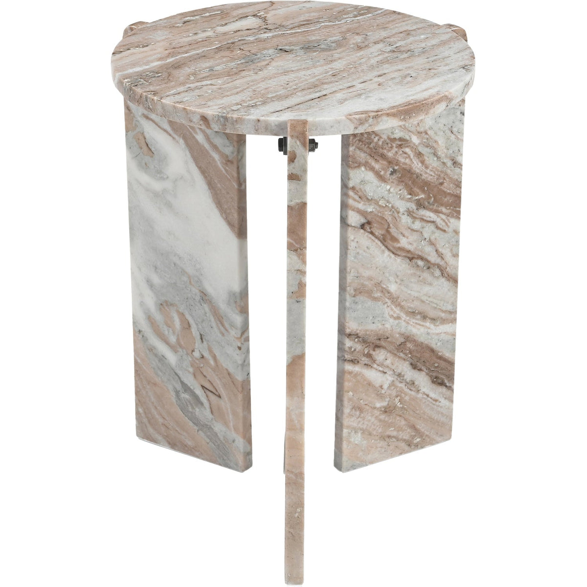 Vernazza Brown Genuine Marble End Side Table Set of 2