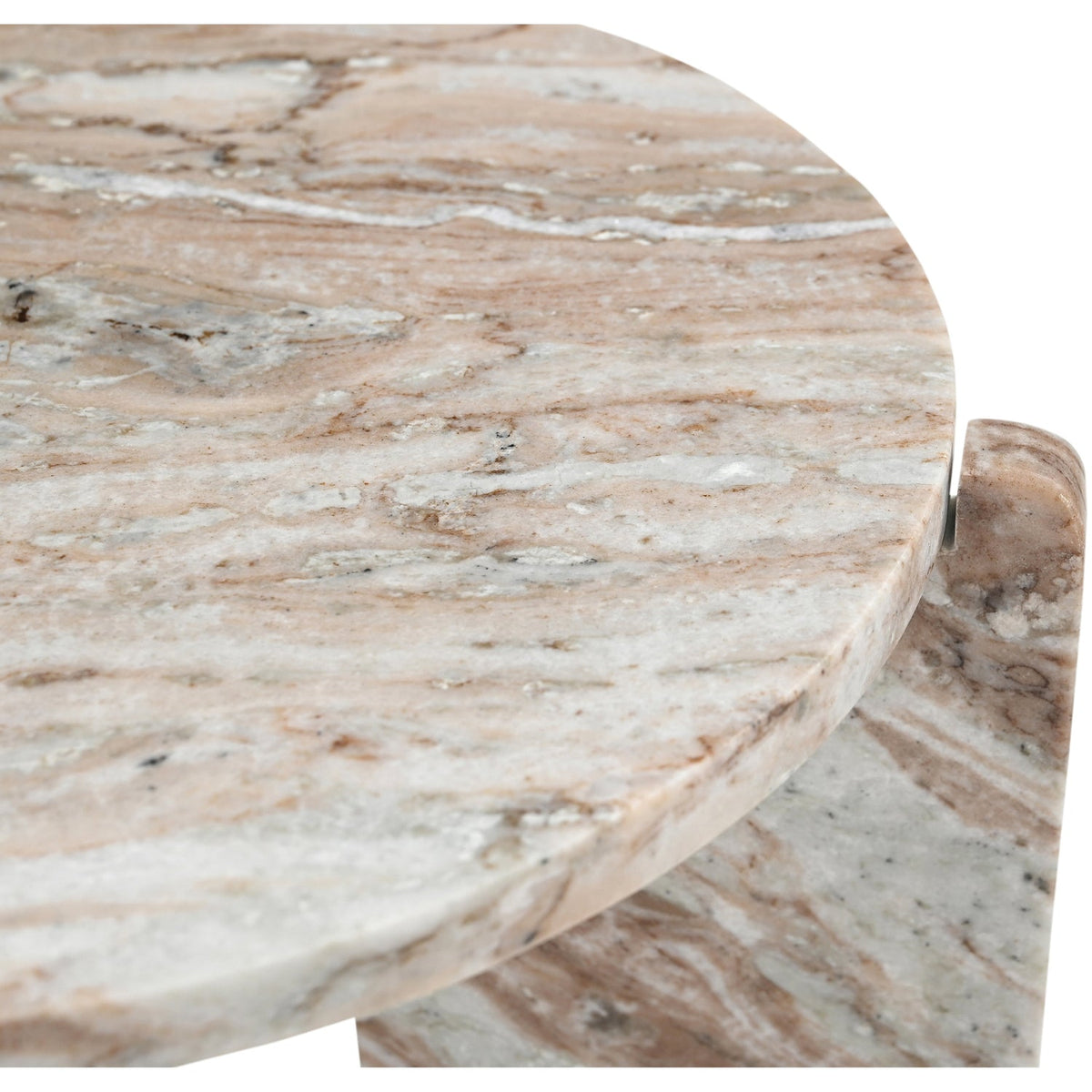 Vernazza Brown Genuine Marble End Side Table Set of 2