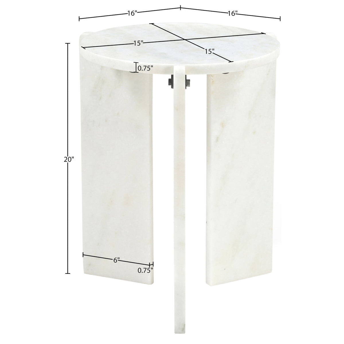 Vernazza White Genuine Marble End Side Table Set of 2