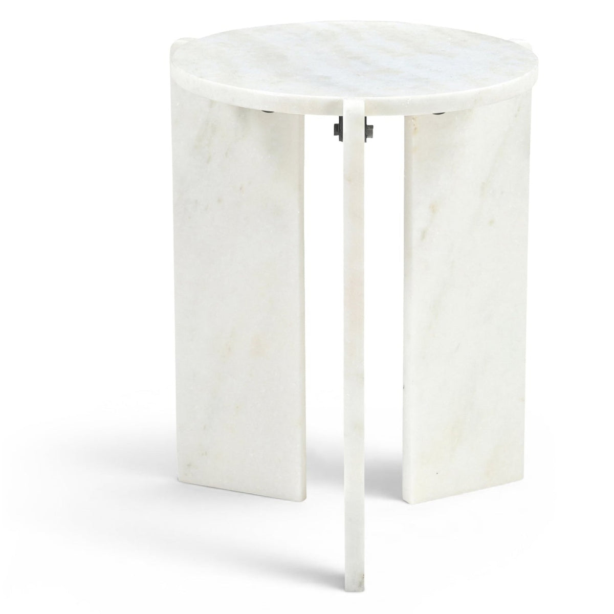 Vernazza White Genuine Marble End / Side Table in pearl white marble, primary product view