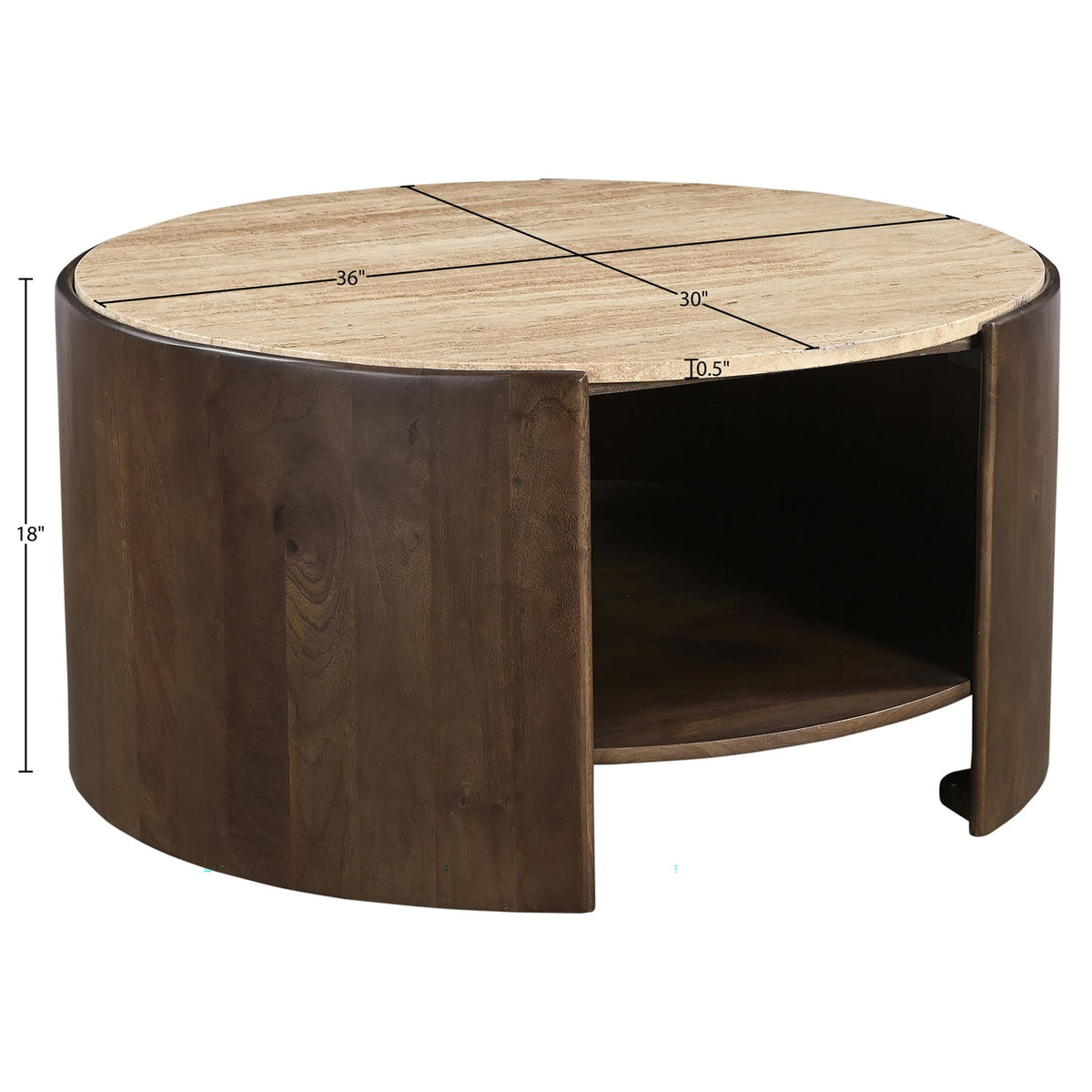 Solstice Brown Travertine And Mango Wood Coffee Table