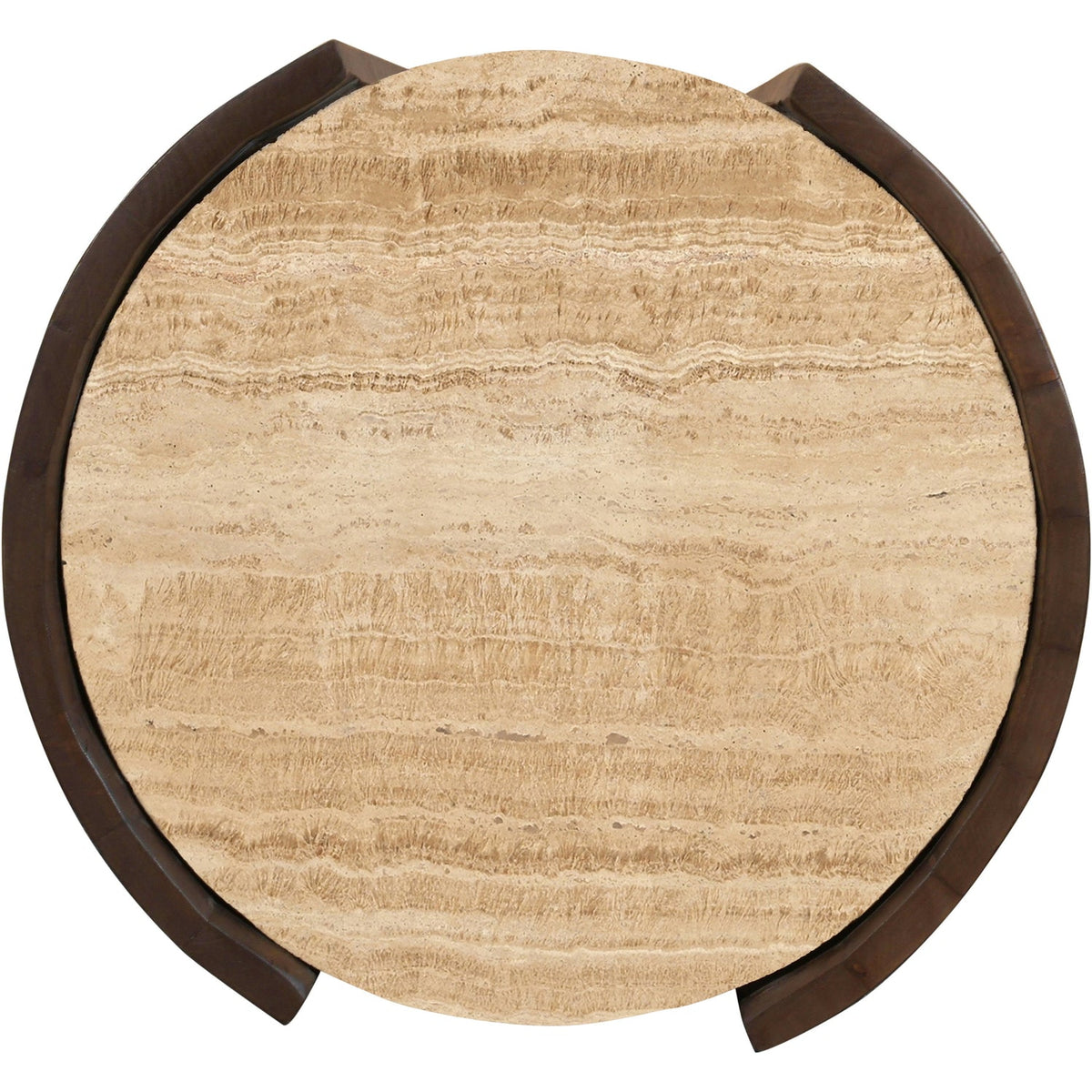 Solstice Brown Travertine And Mango Wood End Table Set of 2