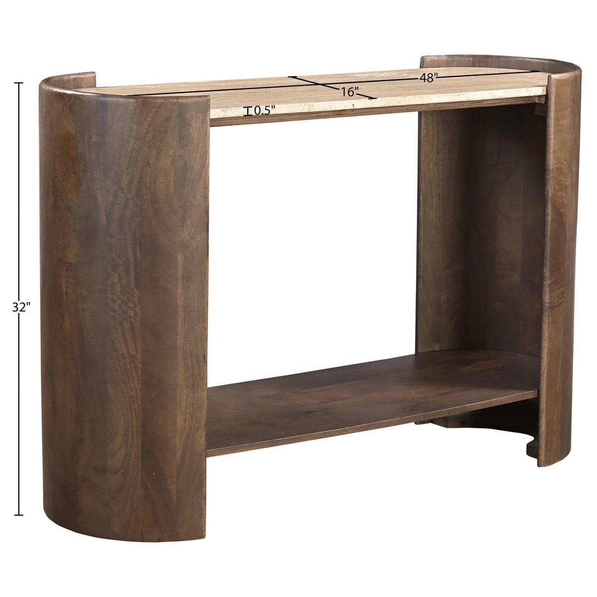 Solstice Brown Travertine And Mango Wood Console Table