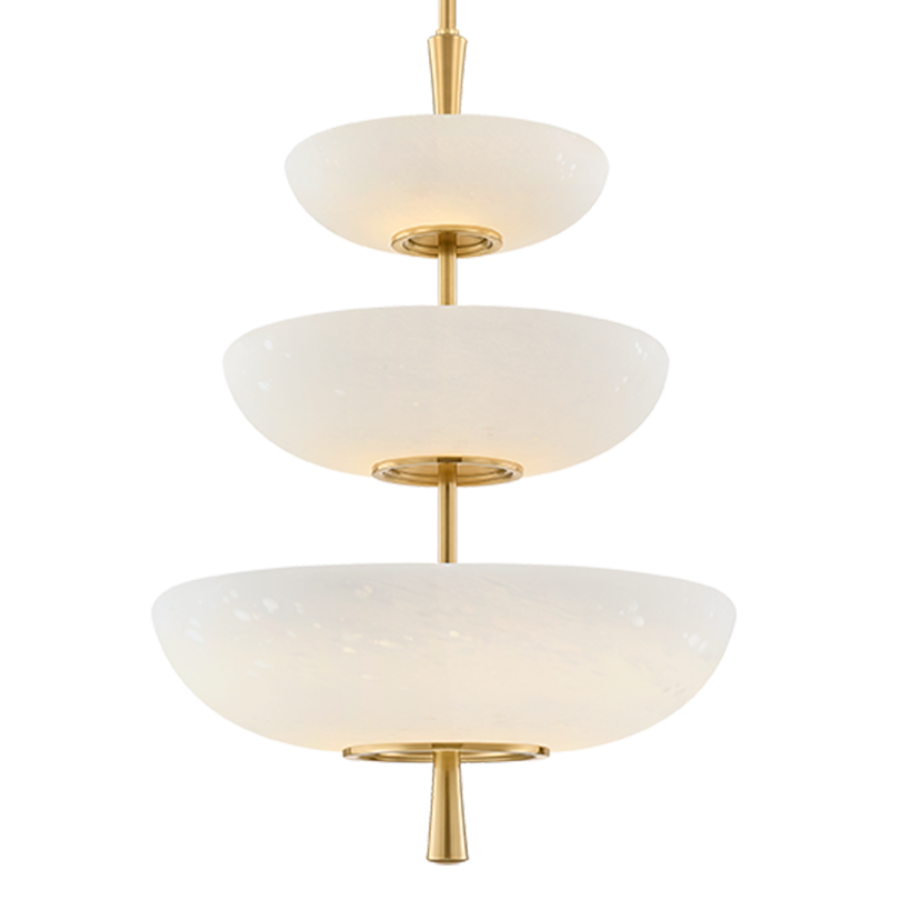 Hudson Valley Lighting Mapledale Triple Pendant in Aged Brass, primary product view