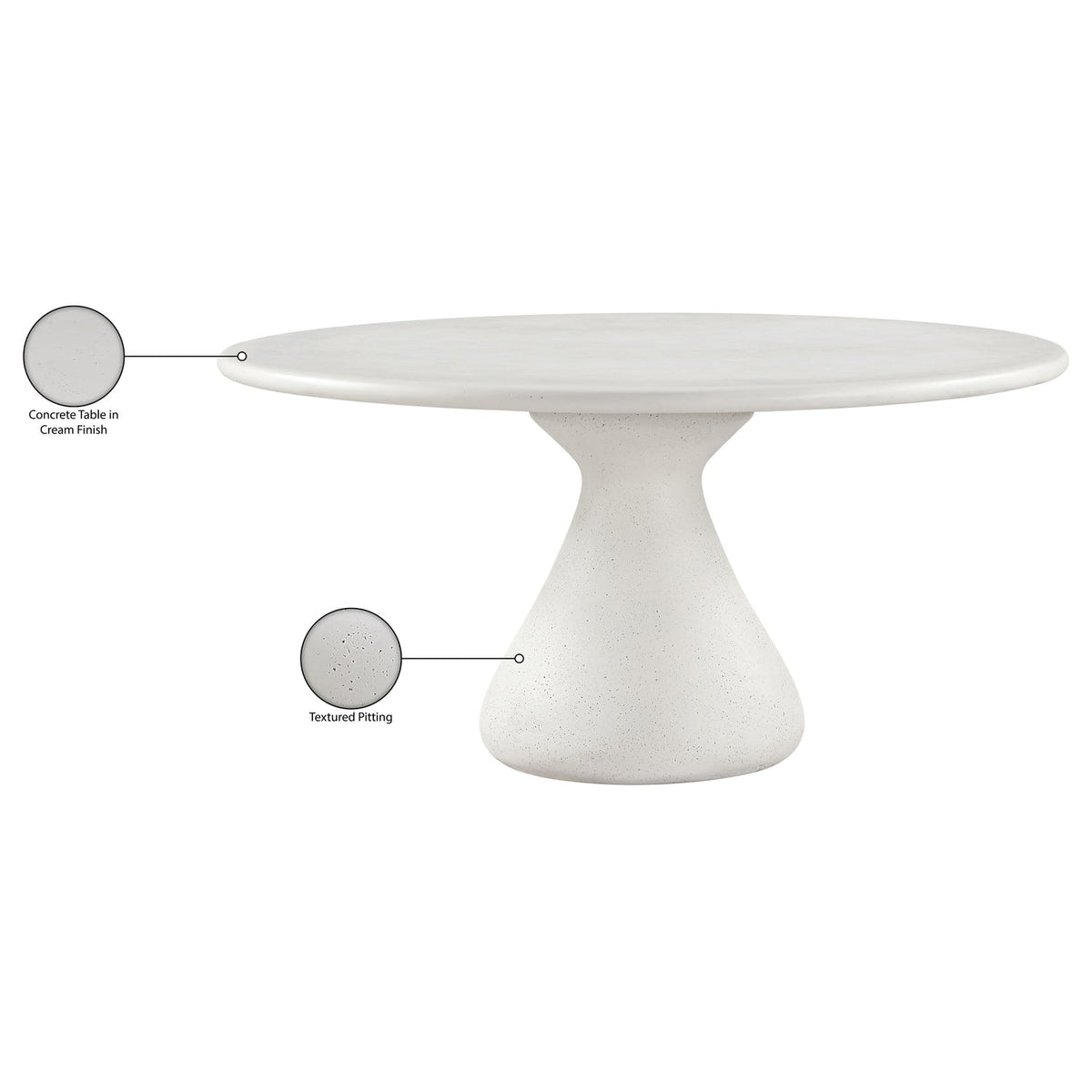 Sano 60in Cream Concrete Indoor/Outdoor Dining Table