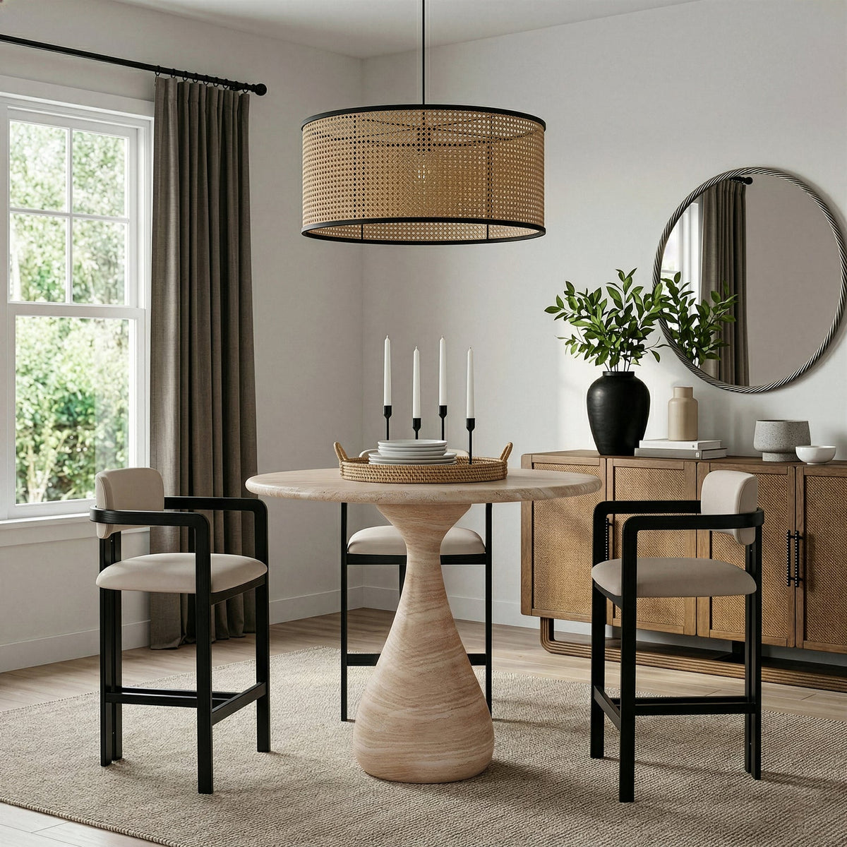 Sano 36in Travertine Concrete Indoor/Outdoor Counter Table