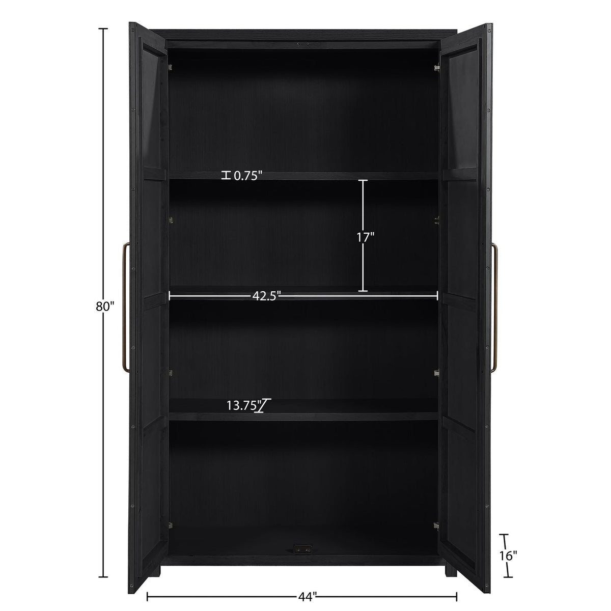 Vana Black Cane And Solid Wood Storage Cabinet