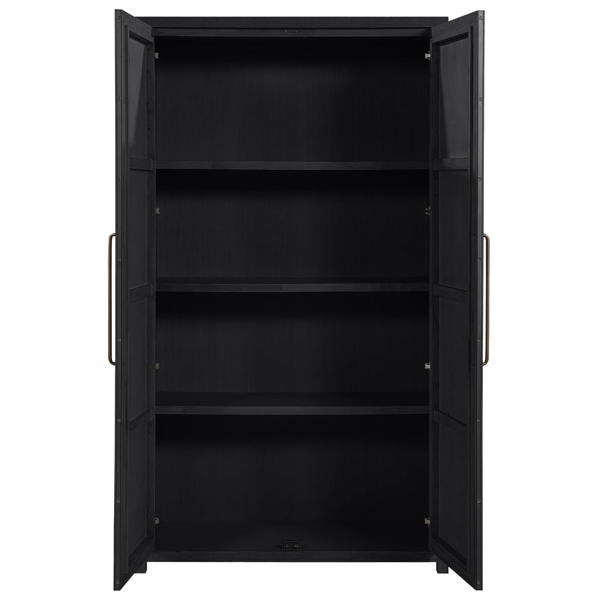 Vana Black Cane And Solid Wood Storage Cabinet