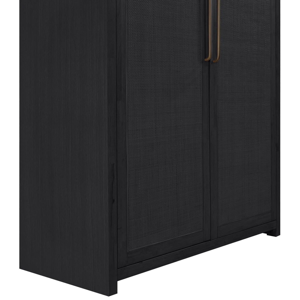 Vana Black Cane And Solid Wood Storage Cabinet