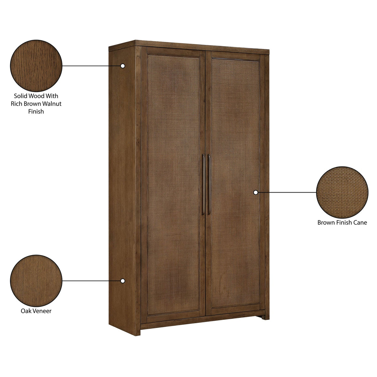 Vana Brown Cane And Solid Wood Storage Cabinet