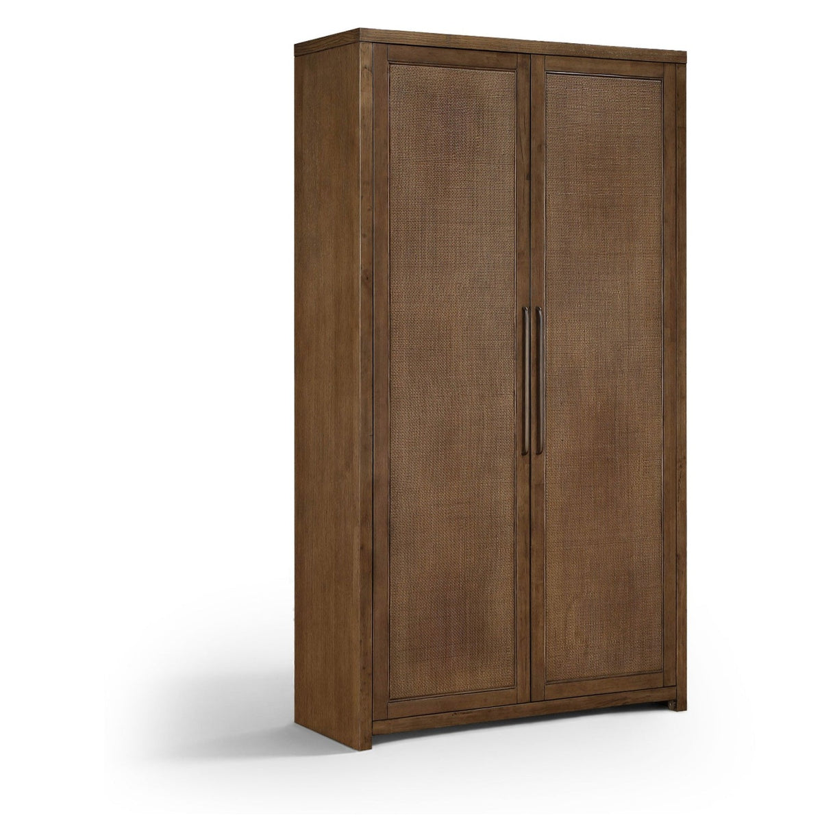 Vana Brown Cane And Solid Wood Storage Cabinet in brown walnut oak veneer with cane, primary product view