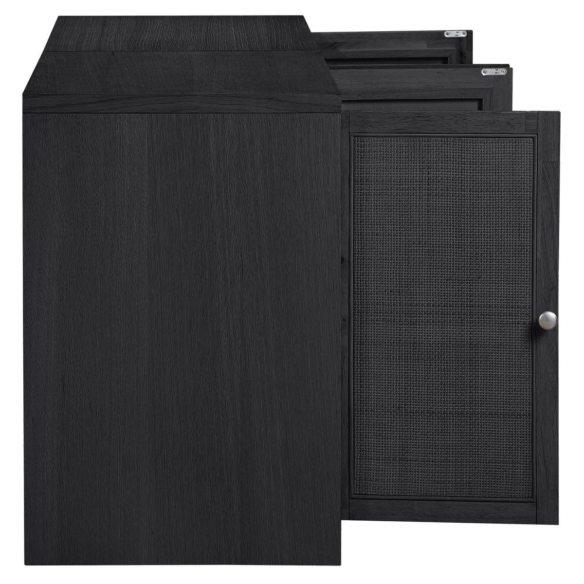 Vero Black Cane Solid Wood And Oak Veneer 2 Piece Sideboard/Buffet