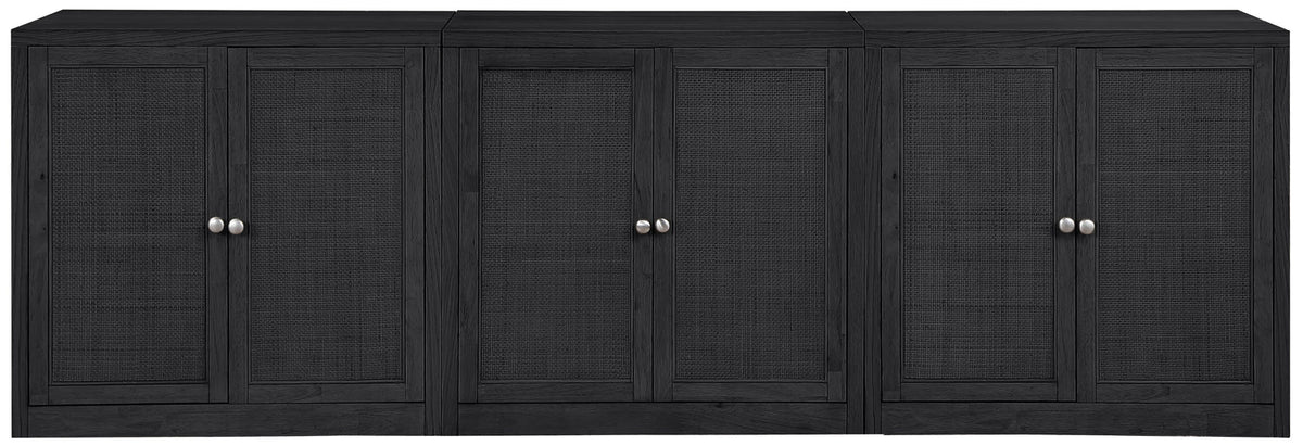 Vero Black Cane Solid Wood And Oak Veneer 3 Piece Sideboard/Buffet
